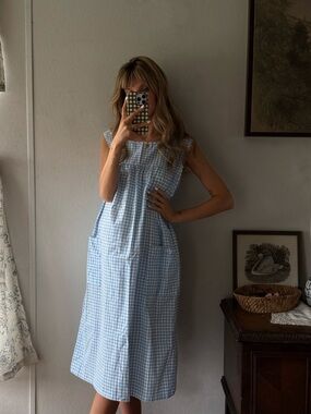 vintage gingham apron dress